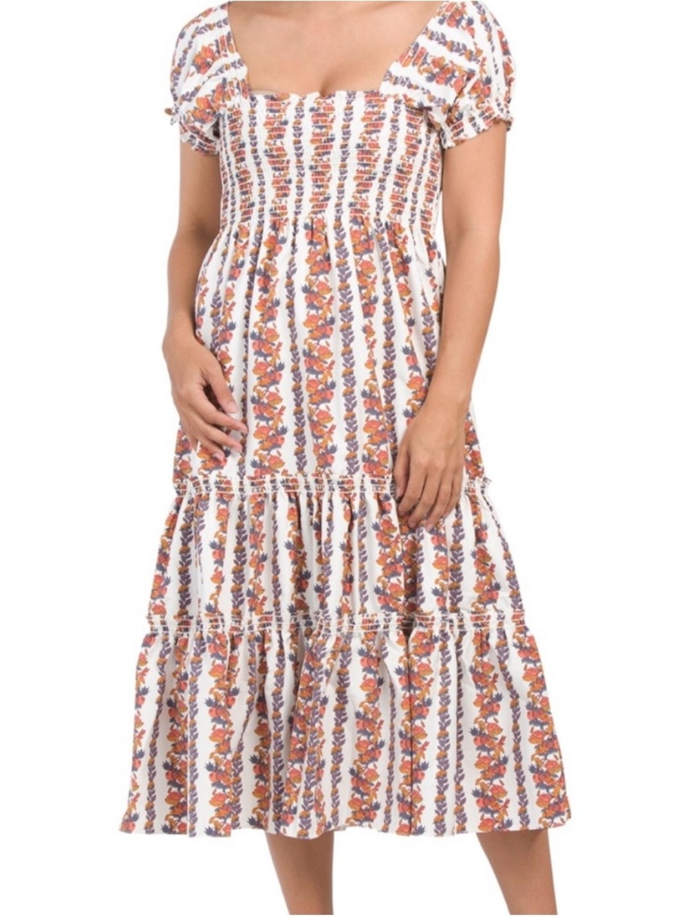 O.P.T Women’s Smocked Floral Midi Dress Size Small | EUC